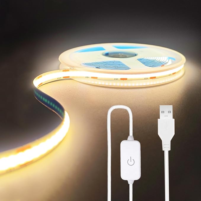 ZSLAIFU A 5V USB LED Light Strip, COB LED Strip Lights, Warm 5V LED Lights by ZSLAIFU