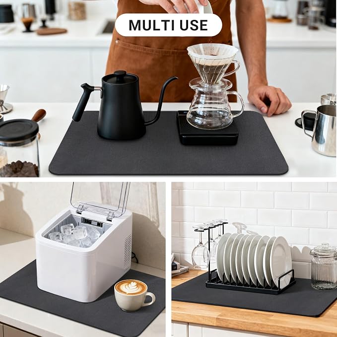 Coffee Mat 32x18 Inch, Absorbent Hide Stain Rubber Backed Dish Drying Mat - Image 6