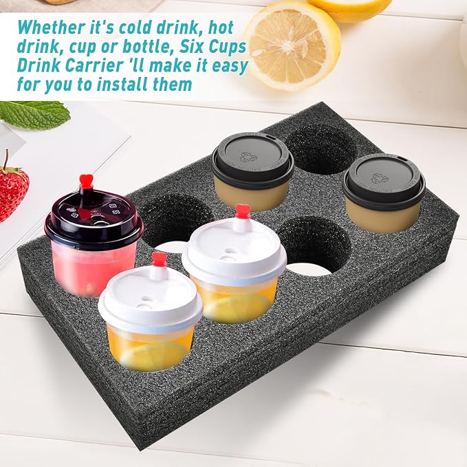 2Pcs Takeout Cup Holders Foam, 8 Cups Foam Takeout Coffee Drink Carrier Trays - Image 5