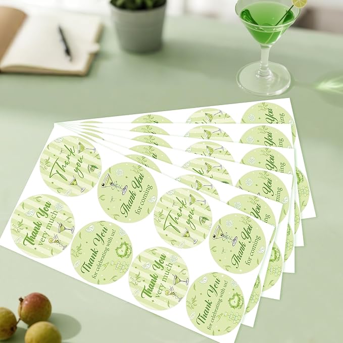 Serencatcher 80pcs Green Martini Thank You Stickers, Martini Theme Party Favors - Image 4
