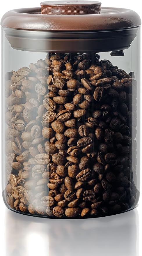 10 oz Coffee Canister, Airtight Glass Coffee Container by Tourdeus