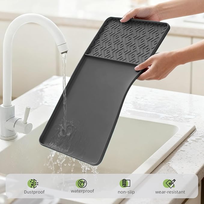 Silicone Coffee Mat with Raised Edges 19" x 12" – Waterproof Countertop Mat - Image 8