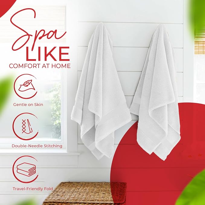 RIVERSIDE Medium Bath Towel Set of 4, 24x48 Inches – 100% Ring-Spun Cotton Bath - Image 5