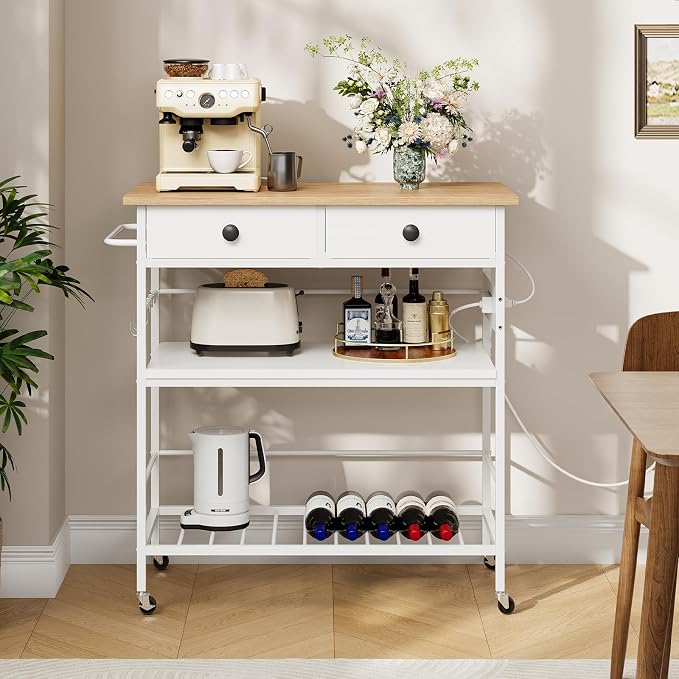 HOOBRO Kitchen Island with Storage, Rolling Island Cart - Image 5