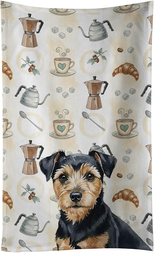 Caroline's Treasures Black and Tan Norfolk Terrier Coffee Bar Kitchen Towel by CarolinesTreasures