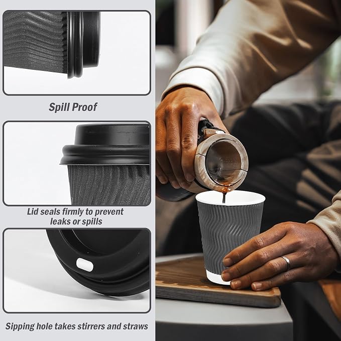 Lamosi 50 Pack 8 oz Disposable Coffee Cups - Image 2