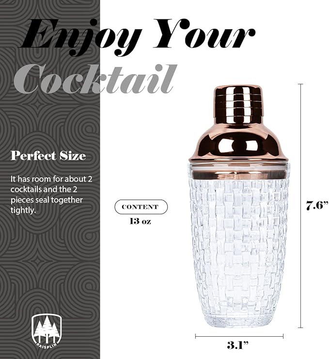 Glass Cocktail Shaker Set with Built-in Strainer - Image 4