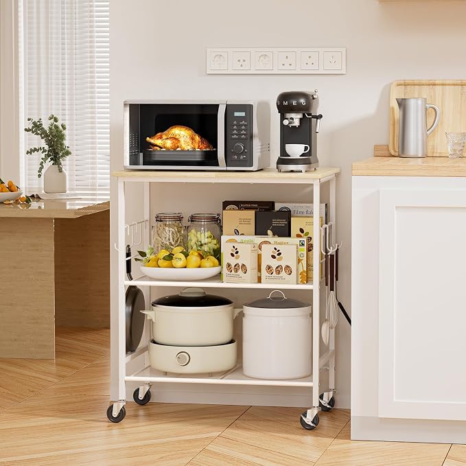NTE Rolling Kitchen Microwave Cart, 3 Tier Microwave Stand - Image 4