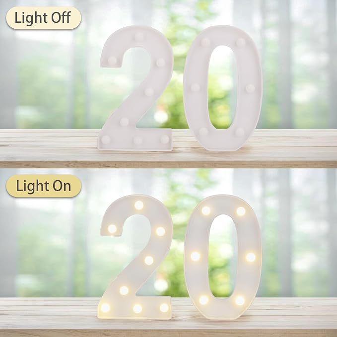20th Birthday Decoration Light Up Letters, Battery Powered LED Numbers Marquee - Image 6