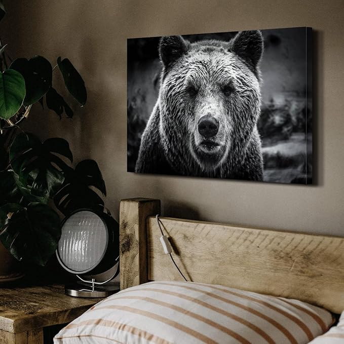 Bear Wall Art Black and White Wildlife Animal Picture Wall Decor Natural Bears - Image 3