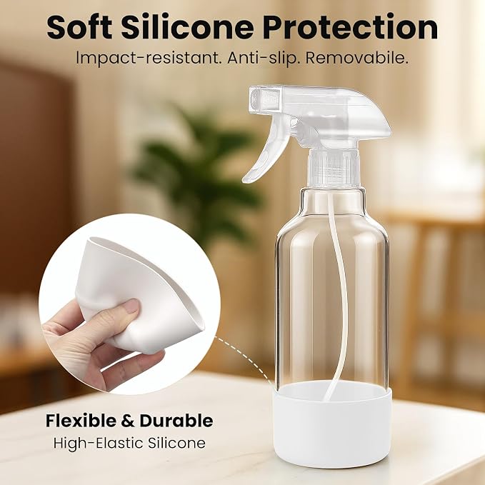 Glass Spray Bottles with Silicone Sleeve 16.9oz 2 Pack Empty Spray Bottle - Image 4