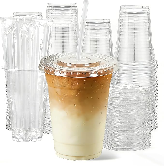 100 Pack 12 oz Clear Plastic Cups by NewCupNewLife-cundao