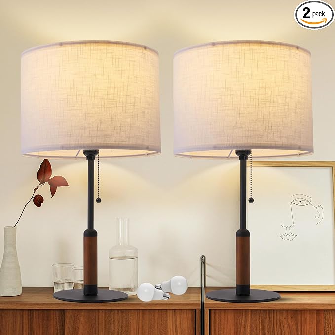21" Set of 2 Modern Table Lamp Bedside Lamps by PSDSSHIIS