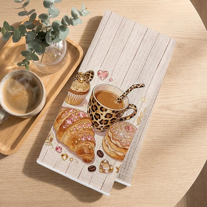Hanamiya Na 4 Pcs Vintage Coffee Kitchen Towels 14x24 Inch, Housewarming Gifts - Image 3
