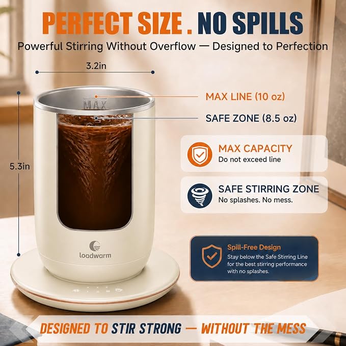 Self Heated Stirring Coffee Mug, 10oz Auto Mixing Cup - Image 5