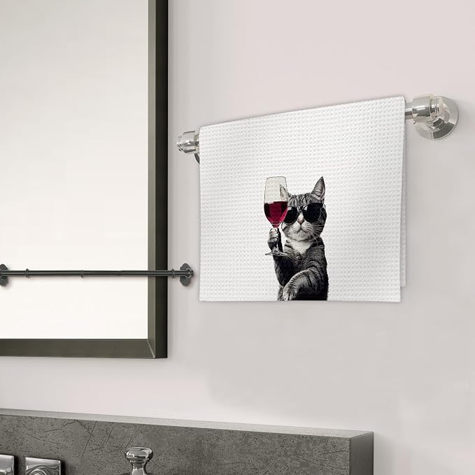 Funny Cat Kitchen Towels, Cat Bar Dish Towels, Gifts - Image 3