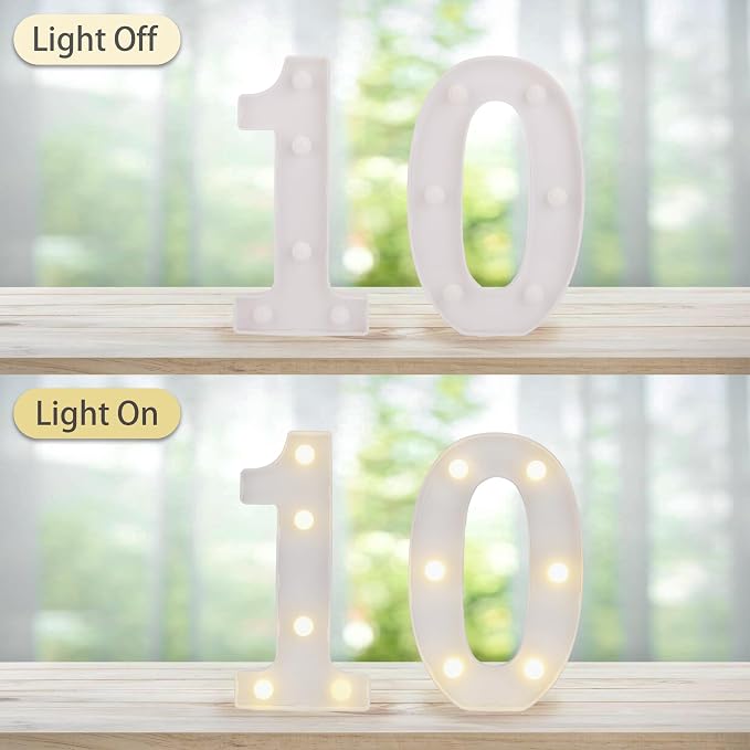 10th Birthday Decoration Light Up Letters, Battery Powered LED Numbers Marquee - Image 6