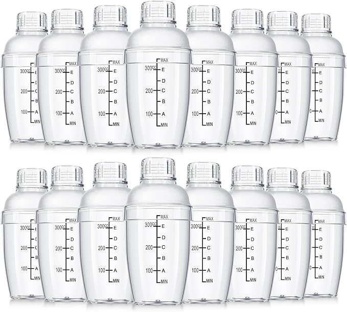 Lallisa 16 Pcs Plastic Cocktail Shaker Set Drink Mixer Clear Shaker Cup by Lallisa