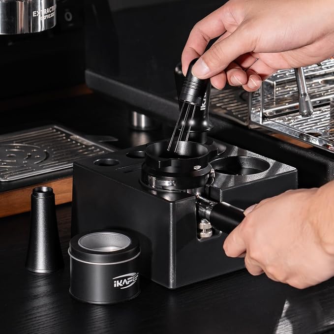 IKAPE 54mm Espresso Tamper Kit 4 in 1 Black, Complete Portafilter accessory set - Image 6