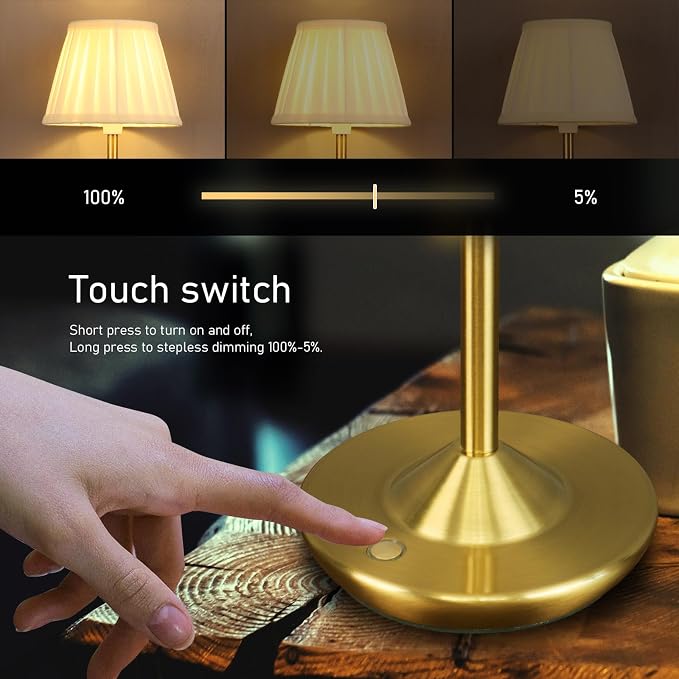 Cordless LED Touch Lamp with Dimmer Portable Small Table Lamp, Dining Room - Image 4