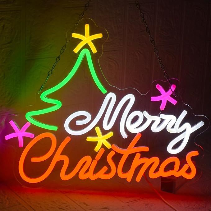 Merry Christmas Neon Sign for Wall Decor, Christmas Tree Neon Light USB - Image 5