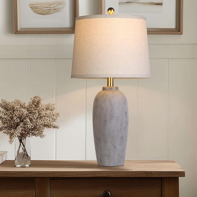 25“ Jar Table Lamps Set of 2, Ceramic Bedside Lamps - Image 5