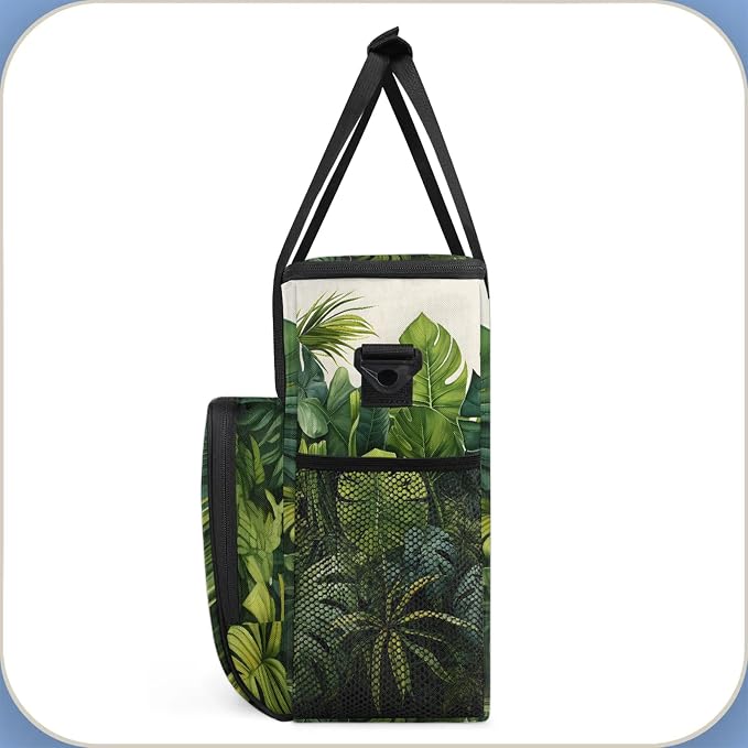 Tropical Green Leaves Coffee Maker Carring Bag, Large Insulated Storage - Image 4