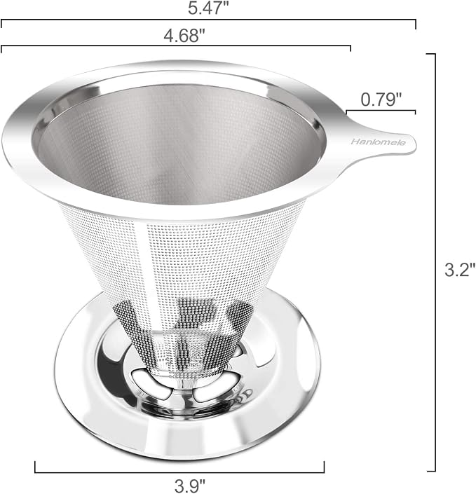 Hanlomele Pour Over Coffee Dripper, Paperless Reusable Coffee Filter, Pour Over - Image 4