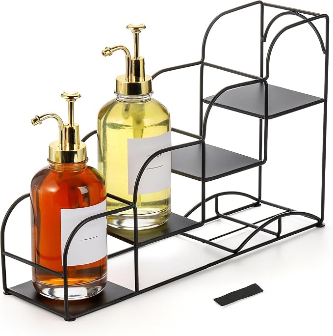 Noamus 4-Tier Syrup Bottle Holder, Iron 4 Compartment Bottle Organizer Rack by Noamus
