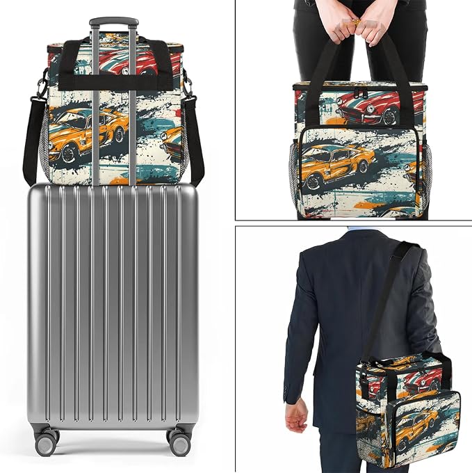 Funny Car Coffee Maker Carring Bag, Large Insulated Storage Organizer Case Tote - Image 7