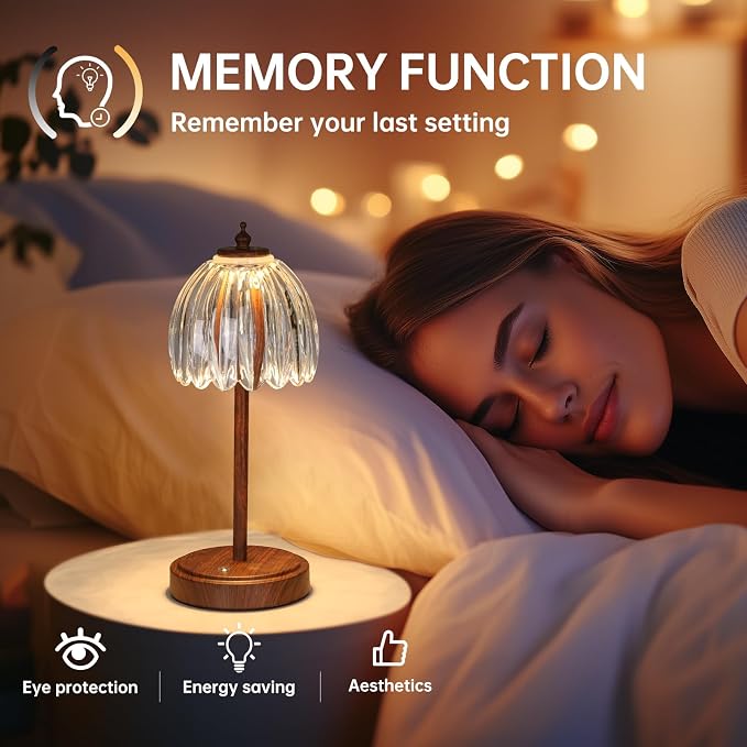 Shenmoyl Tulip Table Lamp with 5200mAh Battery & Touch Control, Small Cordless - Image 7
