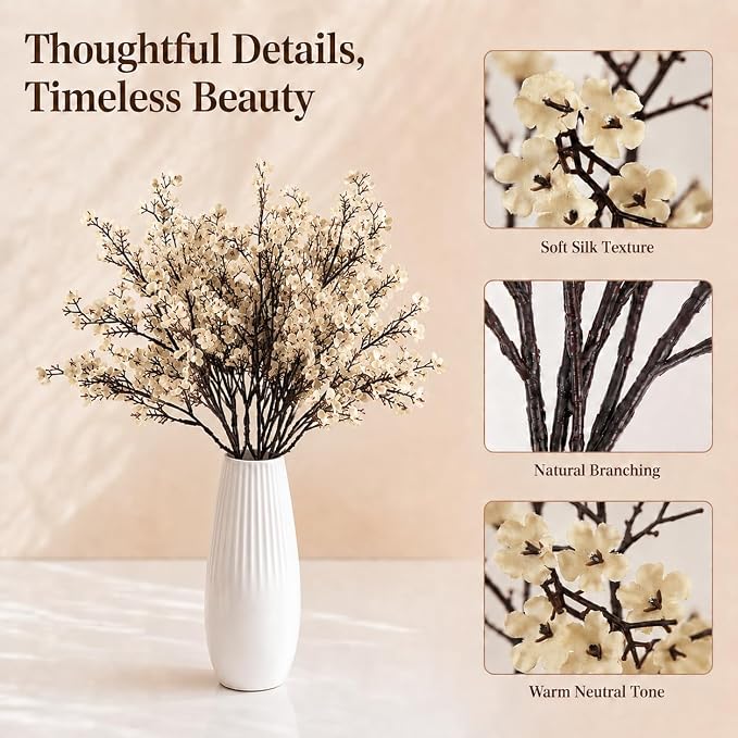 Mandy's 6 Bundles Artificial Champagne Baby’s Breath Flowers | 18.5 Inch Silk - Image 4
