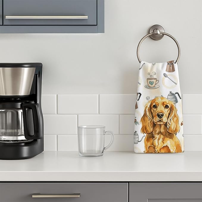 Caroline's Treasures Golden English Cocker Spaniel Coffee Bar Kitchen Towel - Image 3