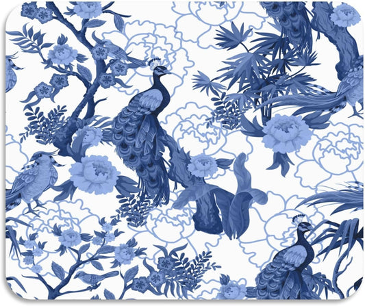 Dish Drying Mat for Kitchen Counter,Blue Peacocks Birds Dish Drying Pad with Non-slip Rubber Backed 19.7"x15.7" Hide Stain Anti Absorbent for Kitchen Counter, Drying Mat for Coffee Machine