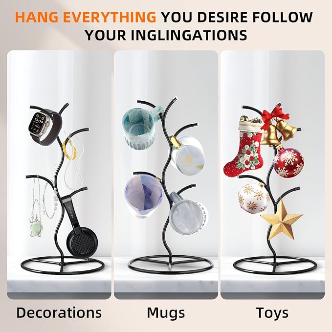 Beesini 2 Pack Mug Holder, Metal Coffee Mug Holders Tree, Decorative Mug Rack - Image 6