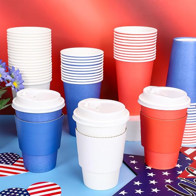Whaline 60 Pcs Patriotic Disposable Coffee Cups - Image 4