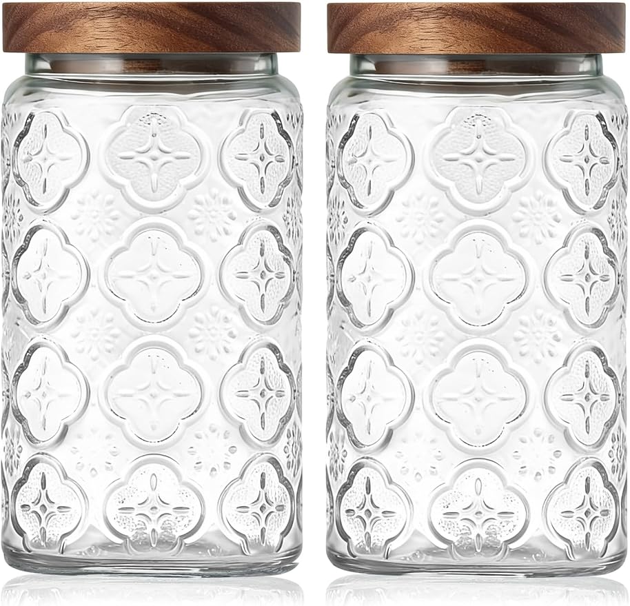 Vintage Glass Jar with Wood Lid by PENGSHU
