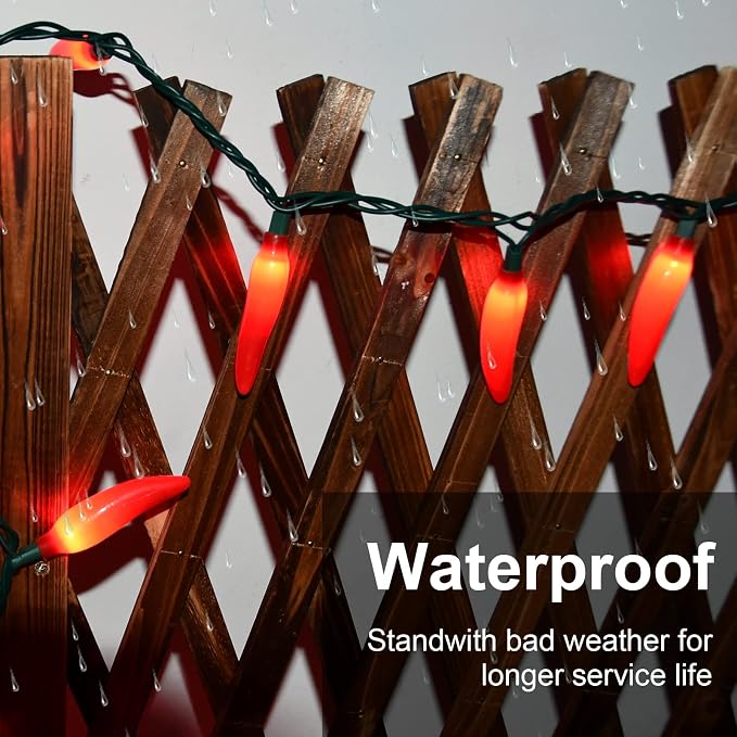 Red Chili Pepper Lights, 13.6Ft Christmas Decorations String Lights - Image 4