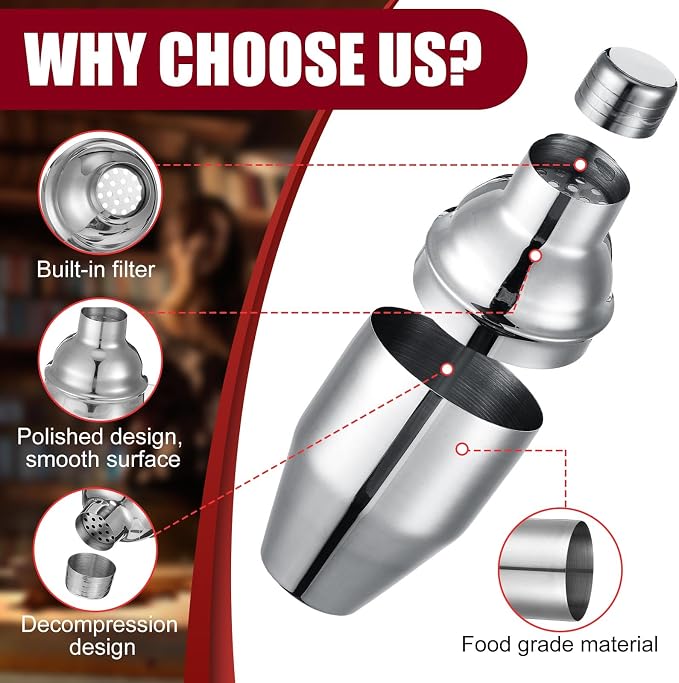 Nitial 9 Pcs Bar Cocktail Shaker Professional Stainless Steel Martini Drink - Image 3