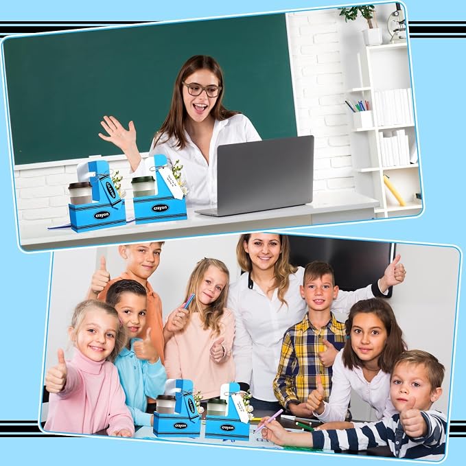 24 Set Teacher Appreciation Gifts Crayon 2 Cup Drink Carrier - Image 6