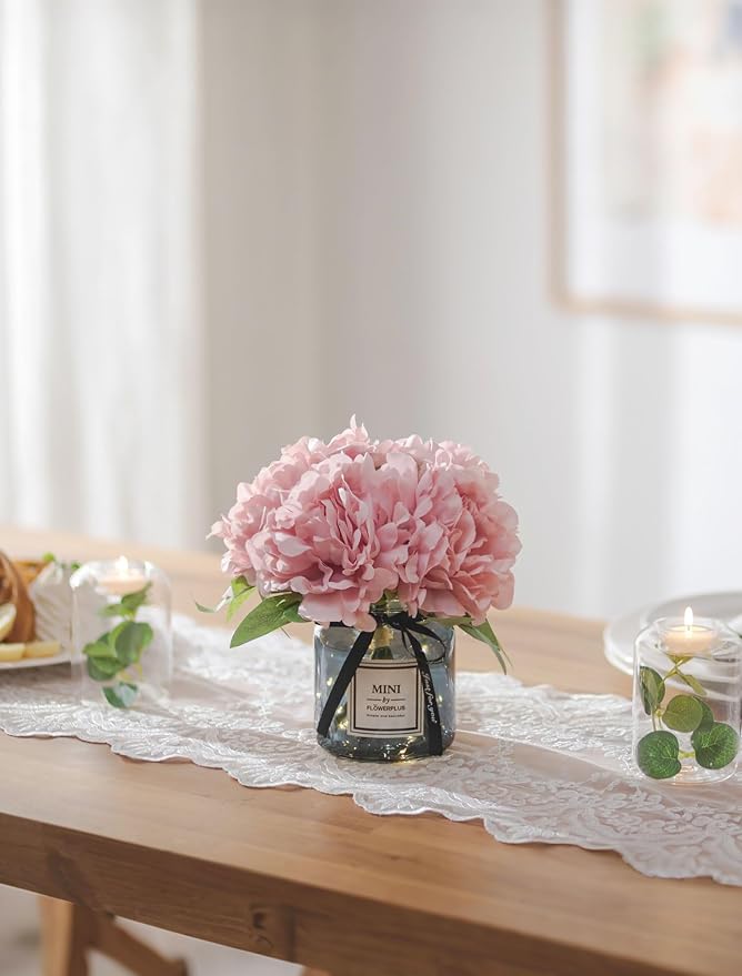BLOSMON Pink Artificial Flowers in Vase: Fake Hydrangea - Image 7