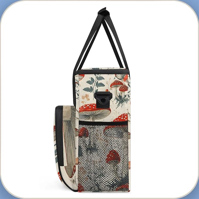 Red Mushroom Coffee Maker Carring Bag, Large Insulated Storage Organizer Case - Image 4
