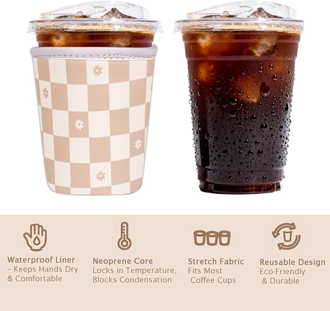Reusable Insulated Sleeve for Iced Coffee Cup, Coffee Neoprene Sleeve for Cold - Image 6