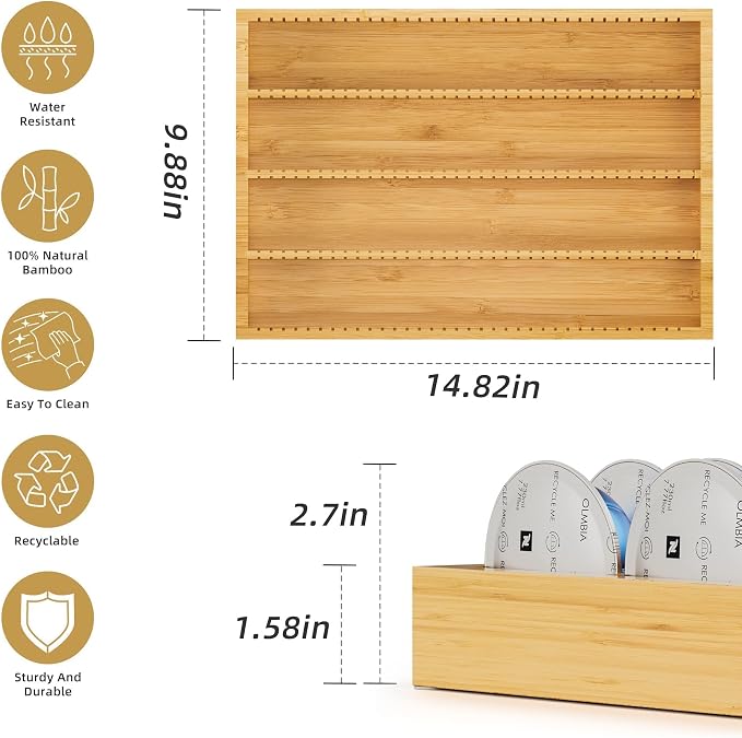 MinBoo Bamboo Coffee Pod Storage Holder Drawer Insert - Image 2