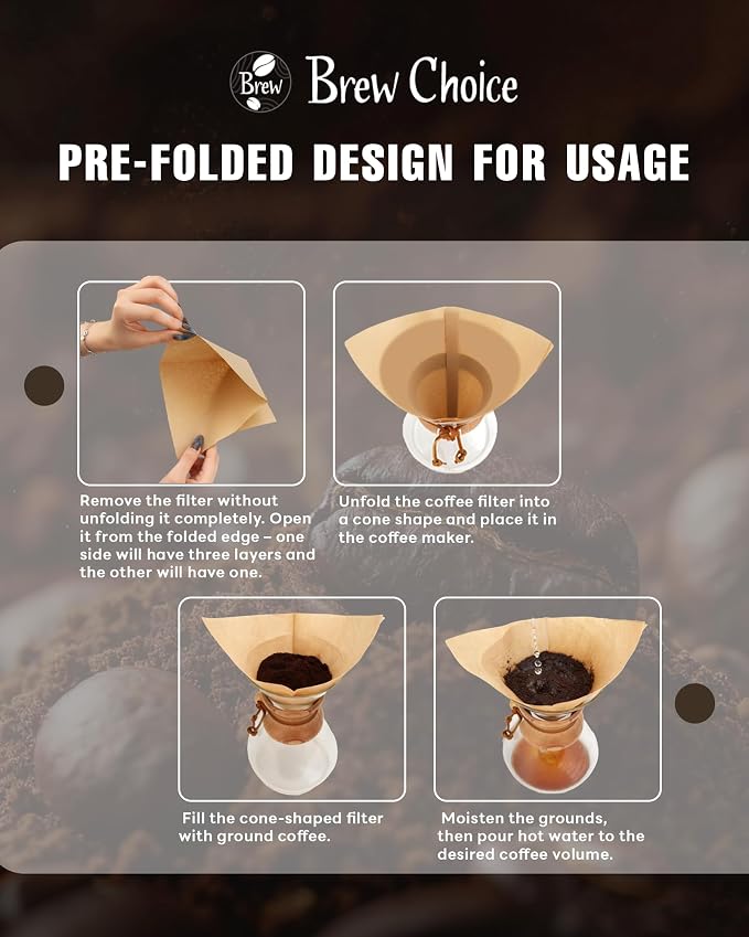 100ct Pre-folded Unbleached Cone Coffee Filters, Upgraded 30% Thicker Natural - Image 6