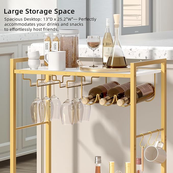 Joaxswe Bar Cart, Home Bar Serving Cart - Image 7