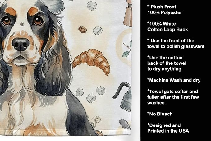 Caroline's Treasures Parti Cocker Spaniel Coffee Bar Kitchen Towel Velour Plush - Image 4