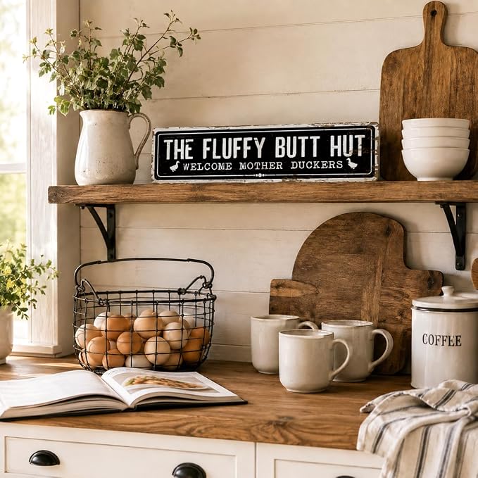 Funny Duck House Decor, The Fluffy Butt Hut Sign, 15.8x4 inches, Funny Farm - Image 5