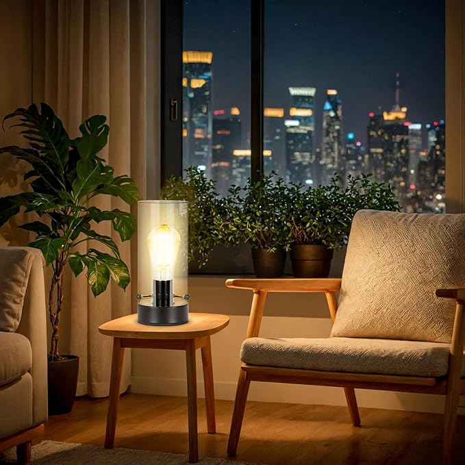 Table Lamp for Bedroom, Modern Glass Lamp Bedside Table Lamps for Night Stands - Image 4