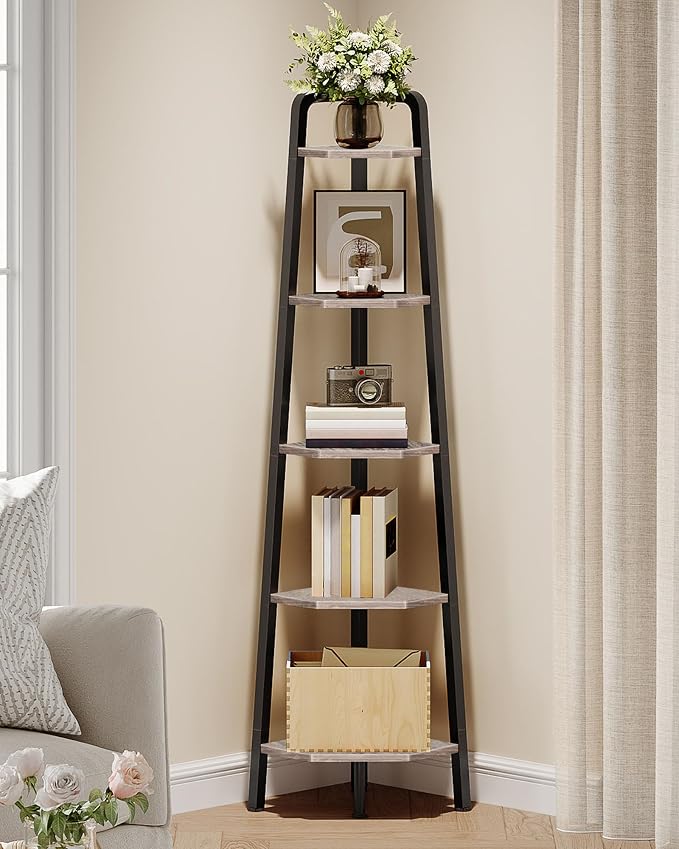 CHOEZON Corner Shelf, 5-Tier Ladder Corner Shelf, Ladder Bookshelf, 59.6" Tall by Choezon